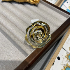 Floral Flower 18K Gold Anti Tarnish Adjustable Ring For Women