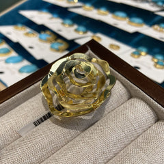 Floral Flower 18K Gold Anti Tarnish Adjustable Ring For Women