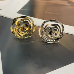 Floral Flower 18K Gold Anti Tarnish Adjustable Ring For Women