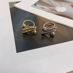 Geometrical 18K Gold Anti Tarnish Adjustable Ring For Women