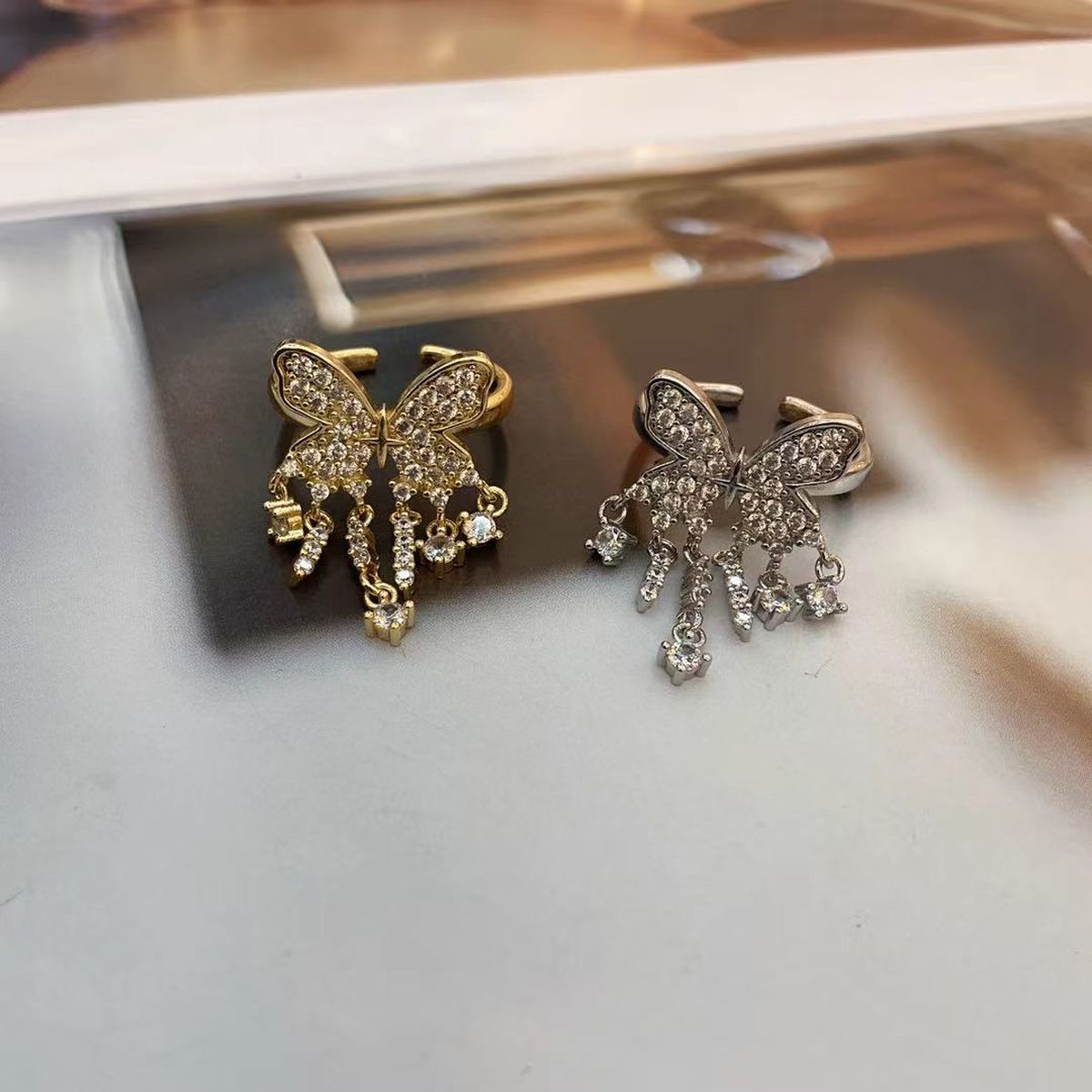 Butterfly Cubic Zirconia 18K Gold Anti Tarnish Adjustable Ring For Women