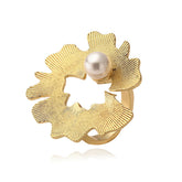 Flower Pearl 18K Gold White Anti Tarnish Adjustable Ring For Women