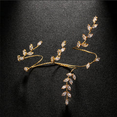 Marquise Leaf Cubic Zirconia 18K Gold Anti Tarnish Adjustable Finger Knuckle Ring For Women