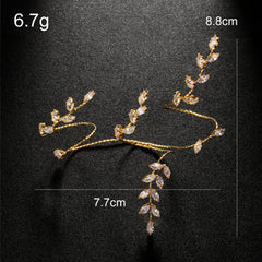 Marquise Leaf Cubic Zirconia 18K Gold Anti Tarnish Adjustable Finger Knuckle Ring For Women