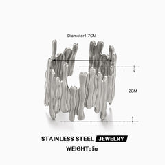 Beaten Finish 18K Gold Anti Tarnish Adjustable Ring For Women