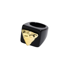 Dual Heart Triangle Cone Ball Gold multicolor Retro Neon Ring For Women