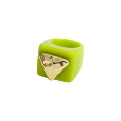 Dual Heart Triangle Cone Ball Gold multicolor Retro Neon Ring For Women