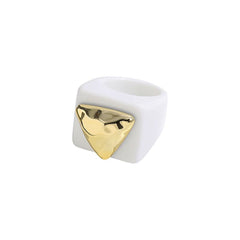 Dual Heart Triangle Cone Ball Gold multicolor Retro Neon Ring For Women