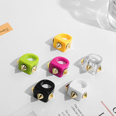 Dual Heart Triangle Cone Ball Gold multicolor Retro Neon Ring For Women