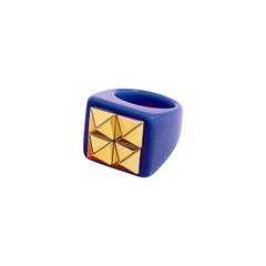 Dual Heart Triangle Cone Ball Gold multicolor Retro Neon Ring For Women