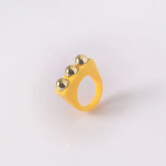 Dual Heart Triangle Cone Ball Gold multicolor Retro Neon Ring For Women