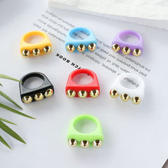 Dual Heart Triangle Cone Ball Gold multicolor Retro Neon Ring For Women