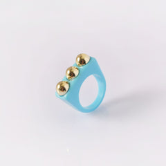 Dual Heart Triangle Cone Ball Gold multicolor Retro Neon Ring For Women