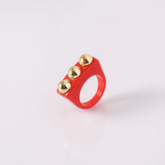 Dual Heart Triangle Cone Ball Gold multicolor Retro Neon Ring For Women