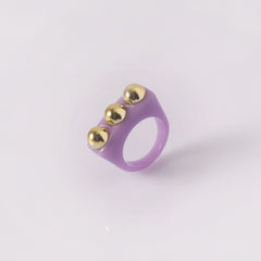 Dual Heart Triangle Cone Ball Gold multicolor Retro Neon Ring For Women