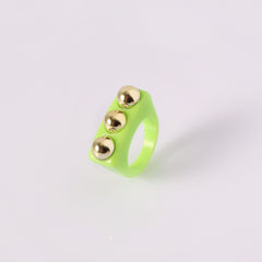 Dual Heart Triangle Cone Ball Gold multicolor Retro Neon Ring For Women