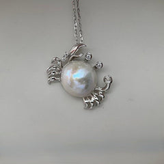 Ocean Pearl Shape Crabs 18k Gold Silver Stainless Steel Anti Tarnish Necklace Pendant Chain For Women