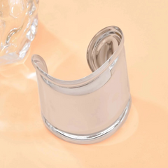 Glossy Wave Silver Anti Tarnish Cuff Kada Bracelet For Women