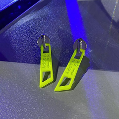 Punk Zipper Silver Blue Green Anti Tarnish Dangler Drop Earring For Women