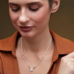 Designer Halo Round Black Beads Rose Silver Gold CZ Brass Mangalsutra