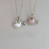 Ocean Round Pearl Shape Fish 18k Gold Silver Stainless Steel Anti Tarnish Necklace Pendant Chain For Women