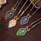 Drop Hamsa Hand Enamel 18K Gold Multicolor Toggle Thread Anti Tarnish Necklace Pendant For Women