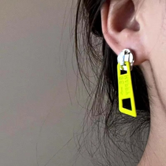 Punk Zipper Silver Blue Green Anti Tarnish Dangler Drop Earring For Women