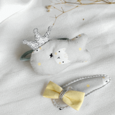 Wonderful White Yellow Fabric Hair Clip Accessories Pack Of 2 Pcs For Girl Women