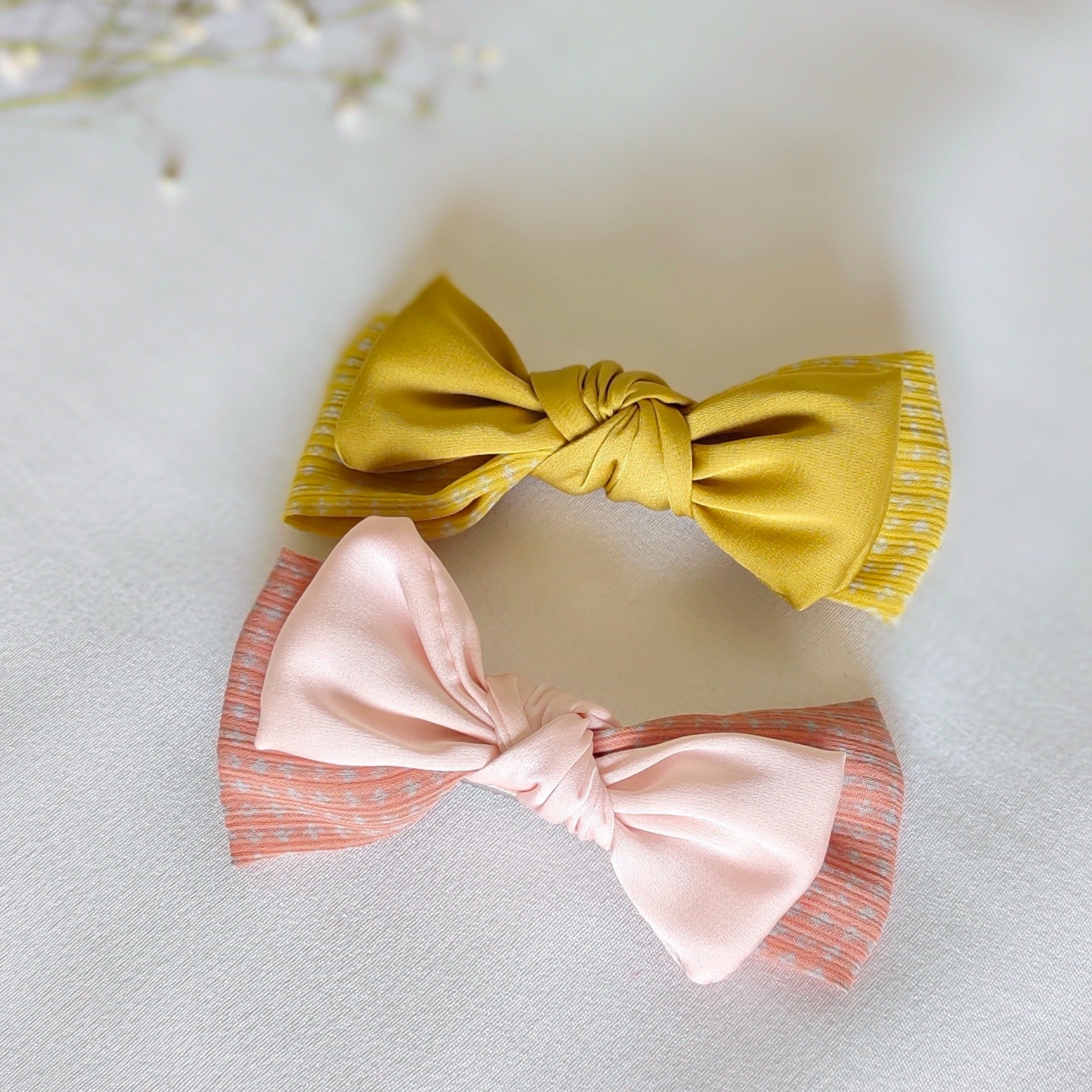 Top Knot Pink Brown Fabric Hair Clip Accessories Pack Of 2 Pcs For Girl Women