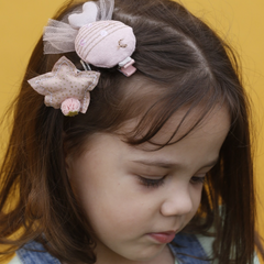 Wonderland Baby Pink Fabric Hair Clip Band Accessories Pack Of 3 Pcs For Girl Women