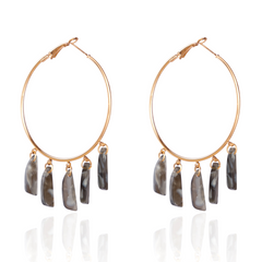 Hoop Drama Acrylic 18K Gold Anti Tarnish Black Hoop Chandelier Earring For Women