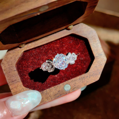 Luxury Silver Plated Round Cut CZ Copper Anti Tarnish Cocktai Ring