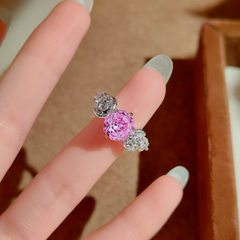 Luxury Silver Plated Round Cut CZ Copper Anti Tarnish Cocktai Ring