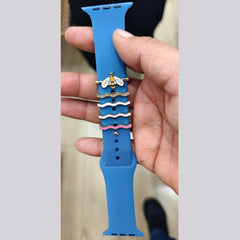 Honey Bee Cubic Zirconia Enamel 18K Gold Watch Charm Apple Watch For Women