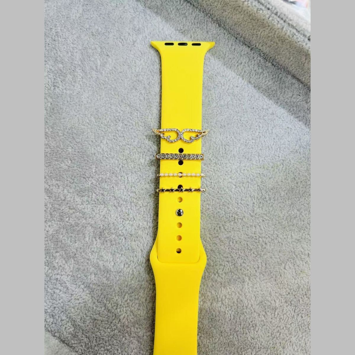 Angle Feather Cubic Zirconia Pearl 18K Gold Watch Charm Apple Watch For Women