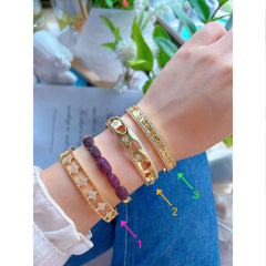 Star Flower Cubic Zirconia Filigree 18K Gold Anti Tarnish Kada Cuff Bangle For Women