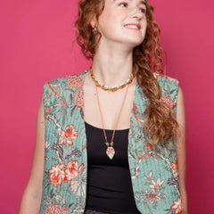 Drop Hamsa Hand Enamel 18K Gold Multicolor Toggle Thread Anti Tarnish Necklace Pendant For Women