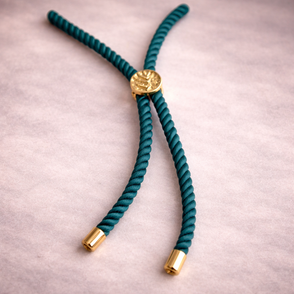 Green Adjustable Rope Gold Plated Plain Thread Bracelet For Women