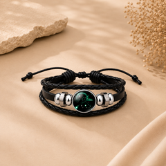 Constellation Zodiac Star Leather Wrist Band Strand Bracelet