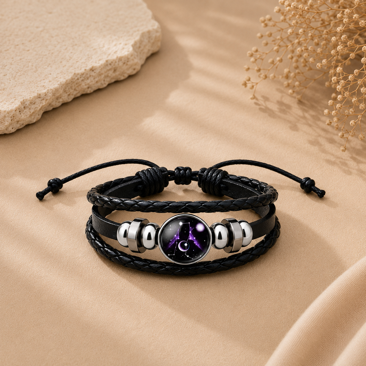 Constellation Zodiac Star Leather Wrist Band Strand Bracelet – ZIVOM