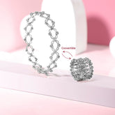 18K Gold Silver CZ Adjustable Free Size Bracelet Cum Ring