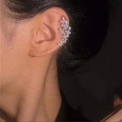 White Gold Plated CZ Anti Tarnish Copper Ear Cuff Earrings For Women