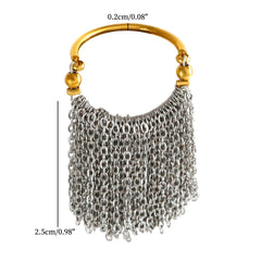 Two Tone Surface Link Chain 18k Gold Silver Stainless Steel Adjustable Ring For Women