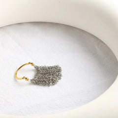 Two Tone Surface Link Chain 18k Gold Silver Stainless Steel Adjustable Ring For Women