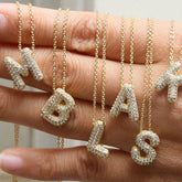 Letter Gold Plated Cubic Zirconia Pendant Necklace