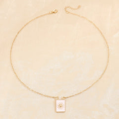White Charm Sun And Moon Gold Enamel Pendant Chain Necklace