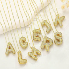 Letter Gold Plated Cubic Zirconia Pendant Necklace