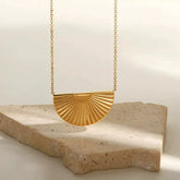 Half Moon Gold Anti Tarnish Stainless Steel Pendant Chain Necklace
