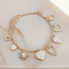 Heart Gold & Silver Plated Cubic Zirconia Necklace