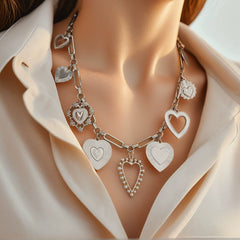 Heart Gold & Silver Plated Cubic Zirconia Necklace